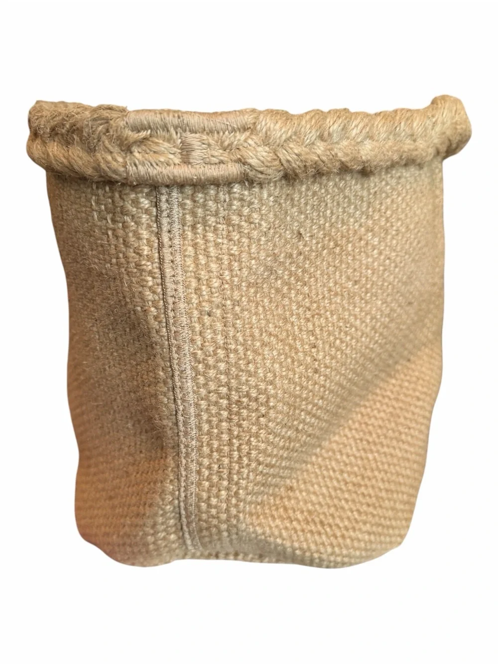 IKEA Mavinn Handmade Basket 10.25x9.75x9.75 Tan Woven Braided Polyester Flexible